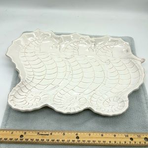 Seahorses Figural Embossed Terracotta/Ceramic Serving Plate/Platter